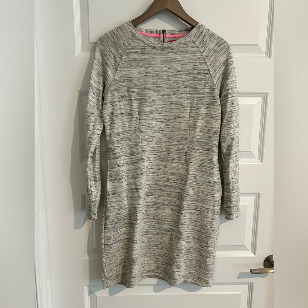 Betsey Johnson Long Sleeve Dress Gray Cream Size S
